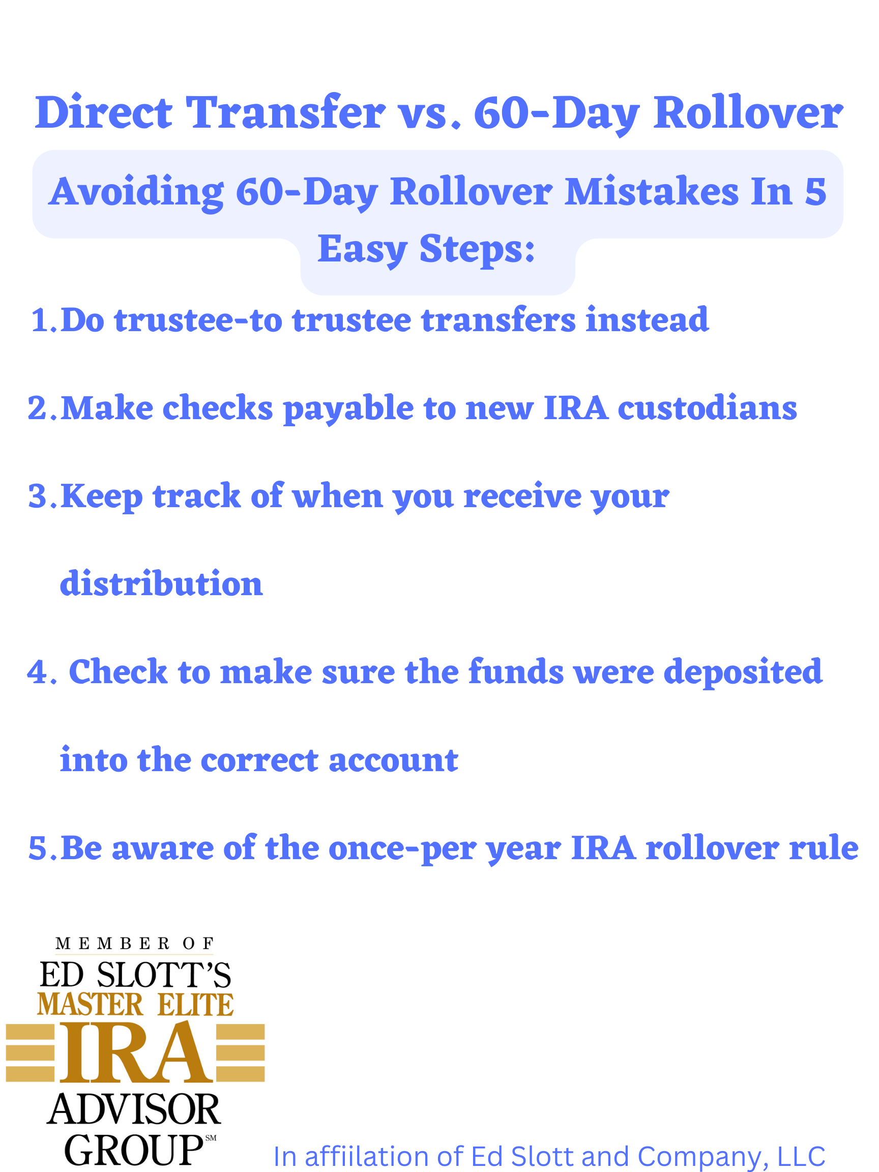 Read more about the article Direct Transfer vs. 60-Day Rollover (401k/IRA)